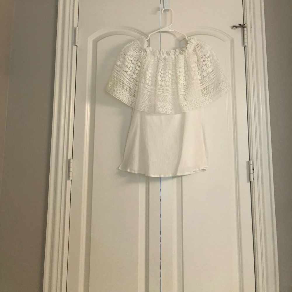 Sharon Young. Fun off the shoulder ( optional) top. Beautiful lace with over